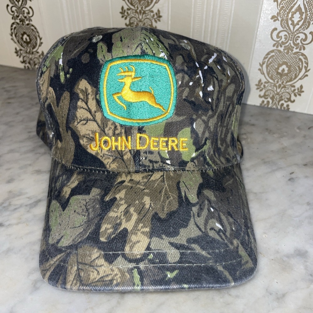 John Deere Camouflage Trucker Cap Adjustable Small or Child Size Clean